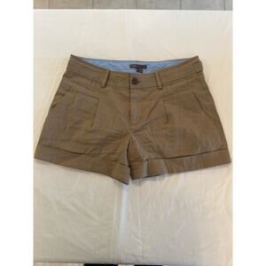 Vince Women's Khaki Linen Blend Mid Rise Chino Cuffed Shorts Size 4
